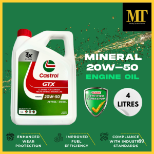 MT Castrol GTX 20W-50 4L Mineral Engine Oil API SN/SN Plus/CF for Petrol and Diesel Vehicles