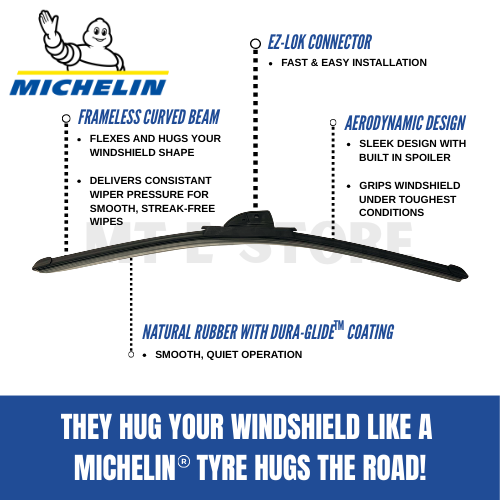 2pcs set Michelin Honda Wiper J/U Hook Accord, Civic, City, Jazz, BRV, CRV, HRV, WRV, Odysey, Stream