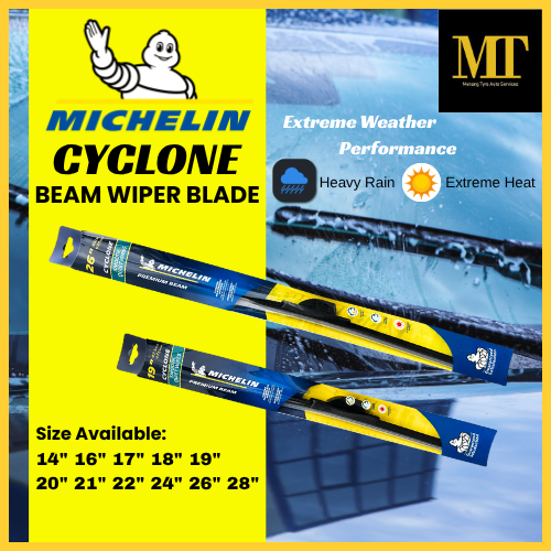 Michelin Cyclone Soft Beam Blade Wiper - Universal Fit - J/U Hook Windshield / Windscreen Wiper